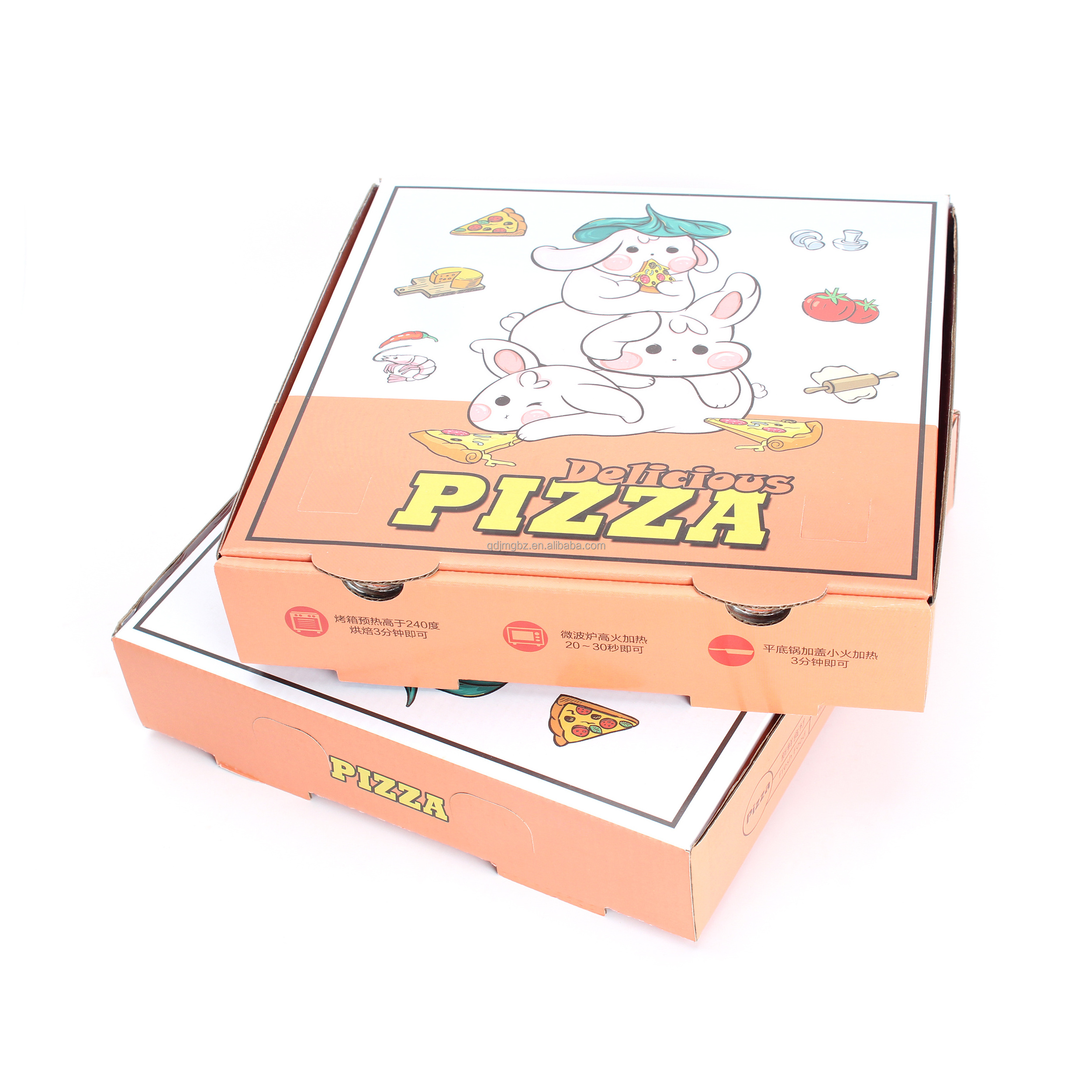 Wholesale Custom pink Color frozen pizza aluminum packaging boxes 40x40 pizza box with printing logo