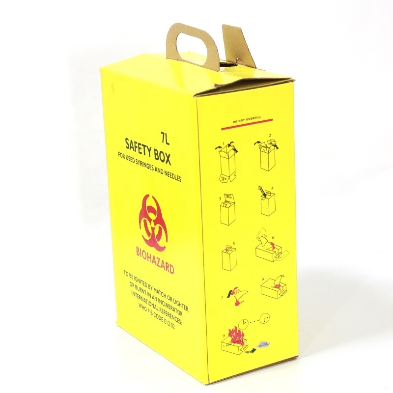 5l yellow Wholesale biohazard cardboard box blood safety transport needle waste medical safety box for sharp