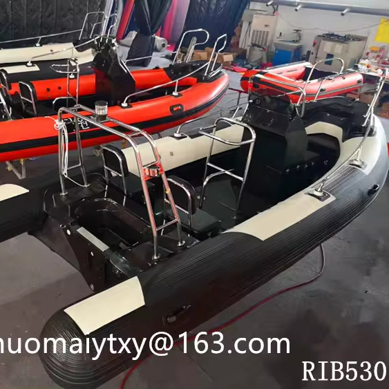 rib 530 17.5ft rigid hull fiberglass patrol boat rescue hypalon /PVC dinghy with center console