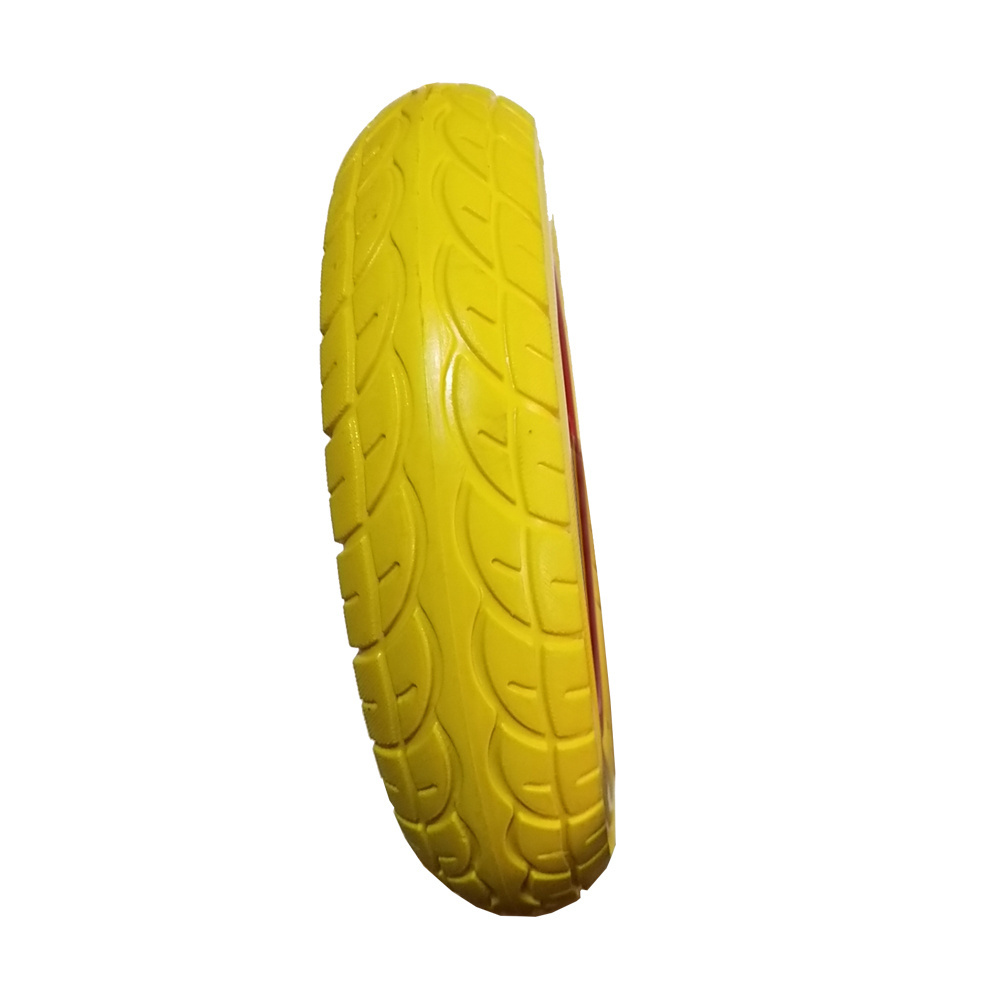 3.50-4 4.00-8 PU Foam Tire Filled Wheel Polyurethane Tire Garden Cart wheelbarrow wheel yellow for sale