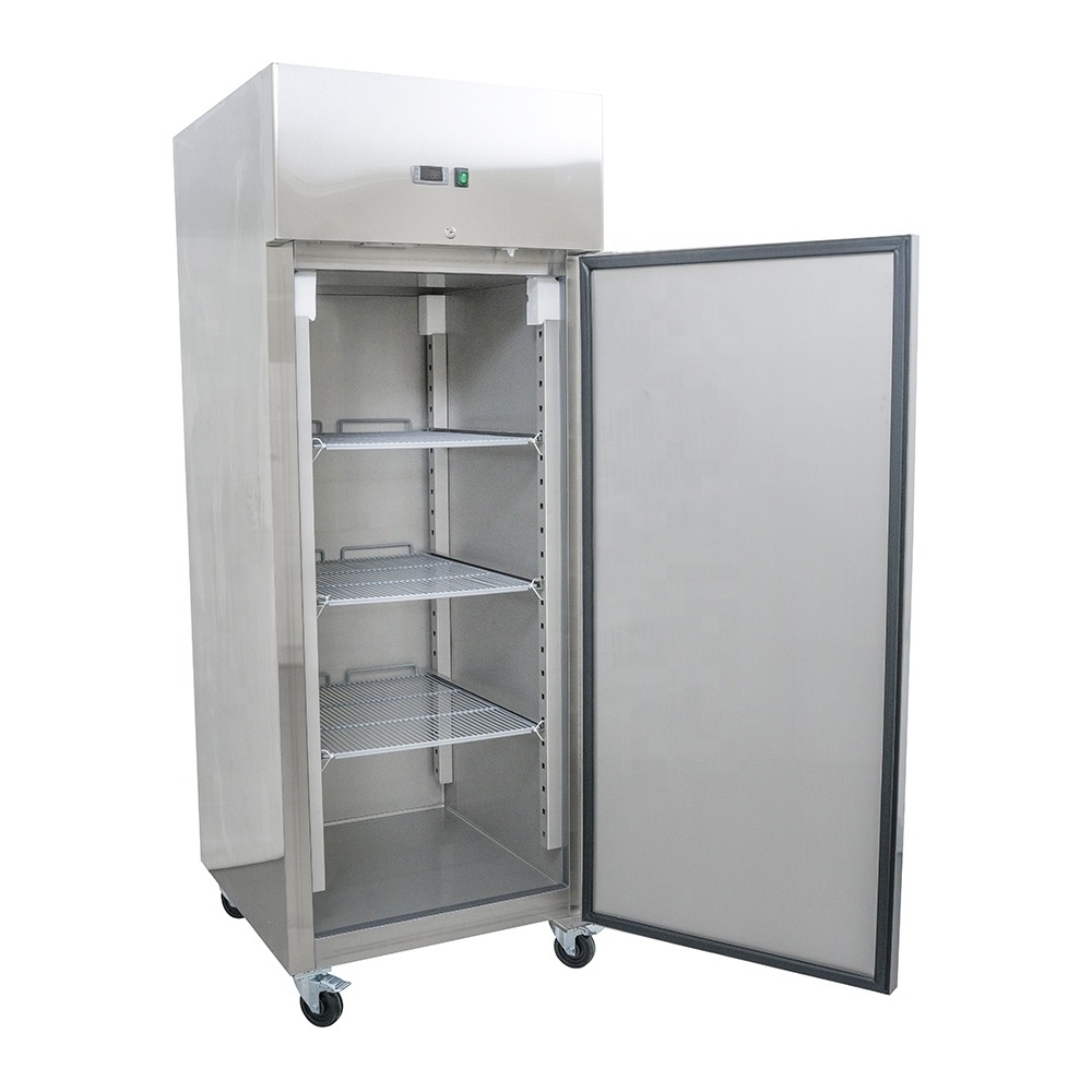 china jiutai single door chiller/freezer with LED Interior light, lock &key refrigerator for supermarket customized logo