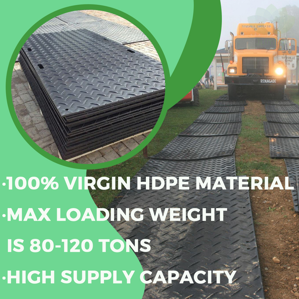 Temporary Excavator HDPE Construction Track Protection Ground Mat 4x8 Ft Ground Protection Mats