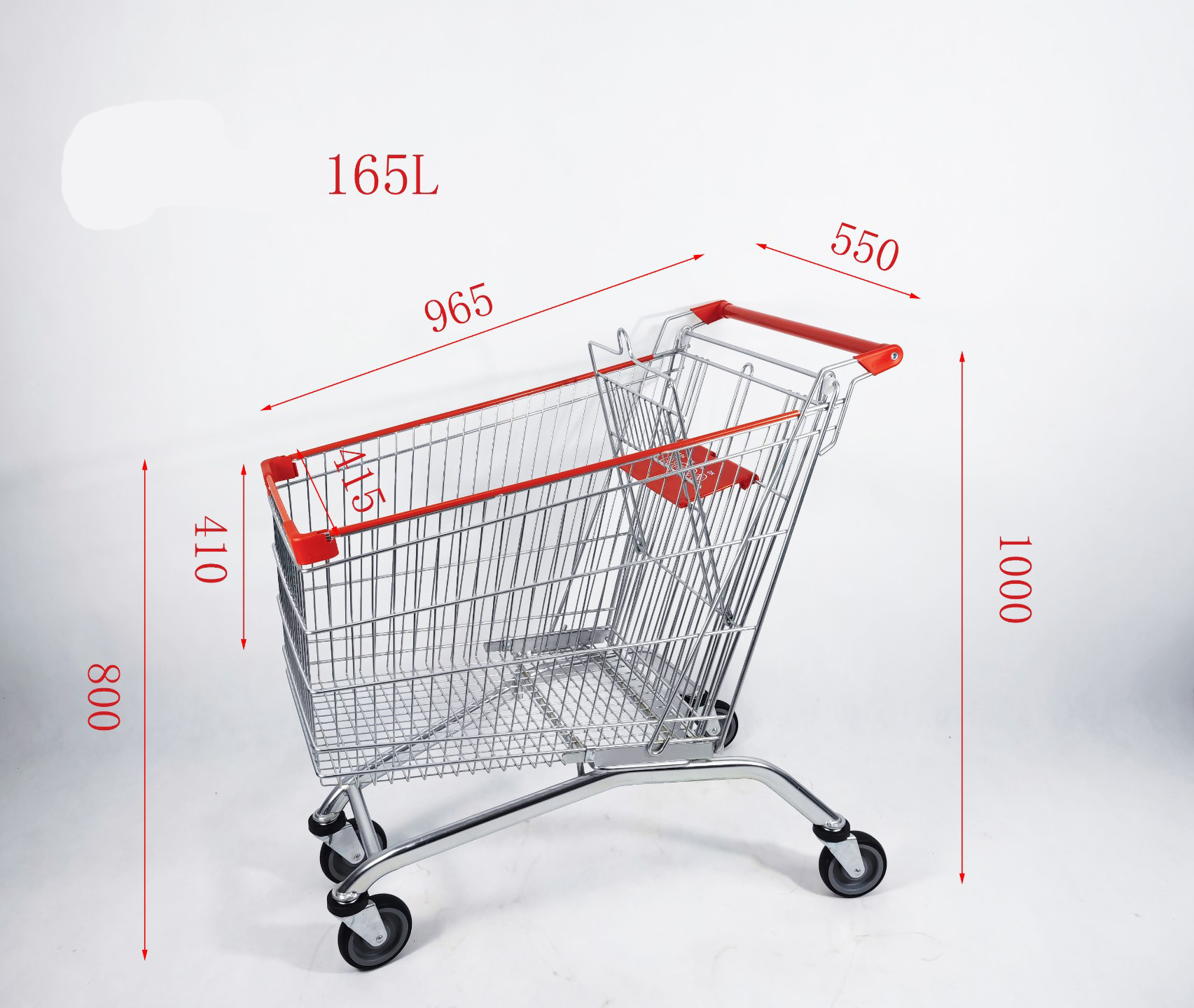 80 100 1250 150 180 210 240 280L Volume capacity Supermarket shopping trolley carts with 4 wheels