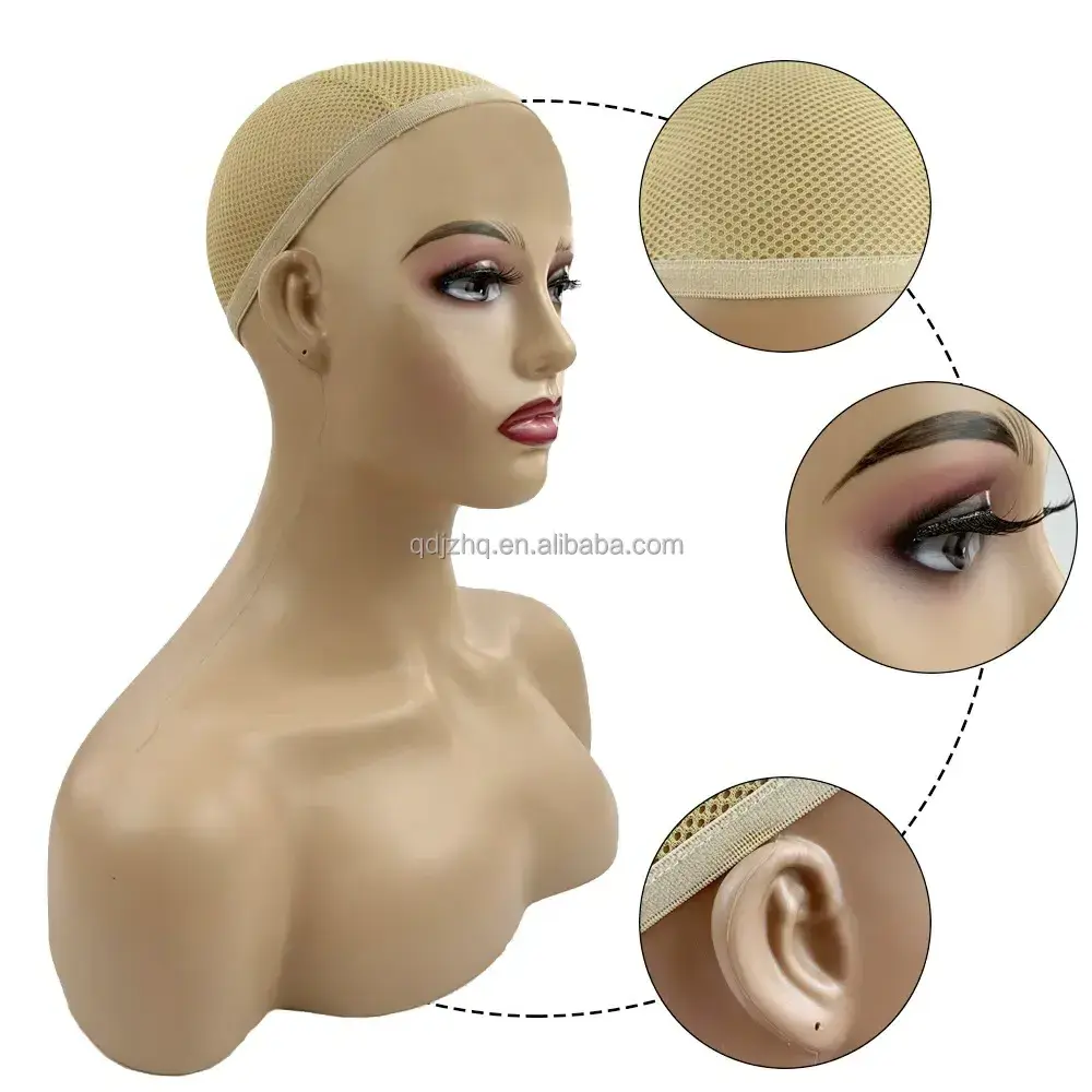 Best Sell Cheap PE Bust Head 3 Skin Color Head Mannequin Head  for Wigs Jewelry Display