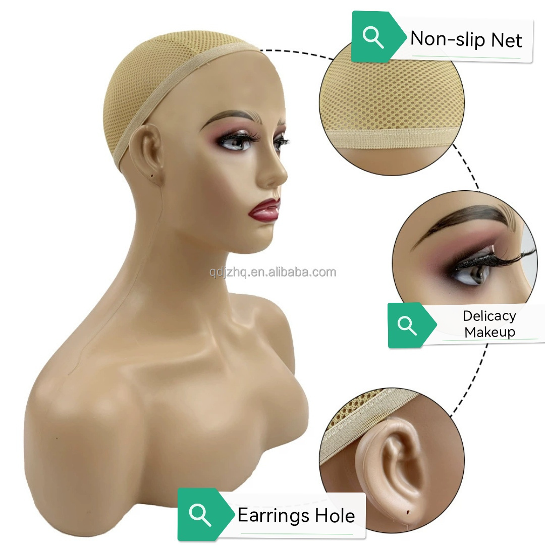 Best Sell Cheap PE Bust Head 3 Skin Color Head Mannequin Head  for Wigs Jewelry Display