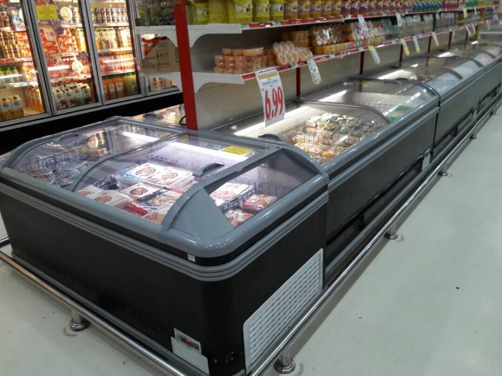 supermarket commercial ice cream island refrigerated display cabinet