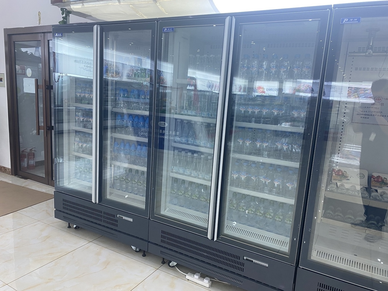 Supermarket Glass Door Beverage Fridge Upright Display Chiller Drink Cooler Plugin glass door chiller freezer