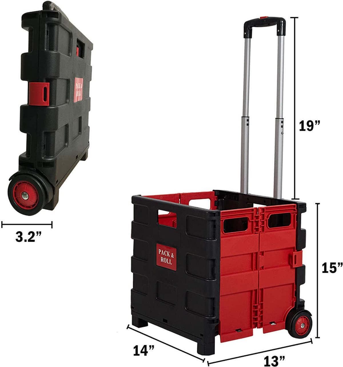 Foldable Utility Cart Folding Portable Rolling Crate Handcart Shopping Trolley Wheel Box