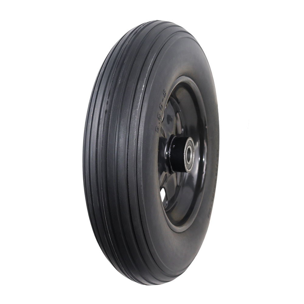 Hot sales tire and high performance size 3.50-8 wheelbarrow wheels black tire and shaped star  rim