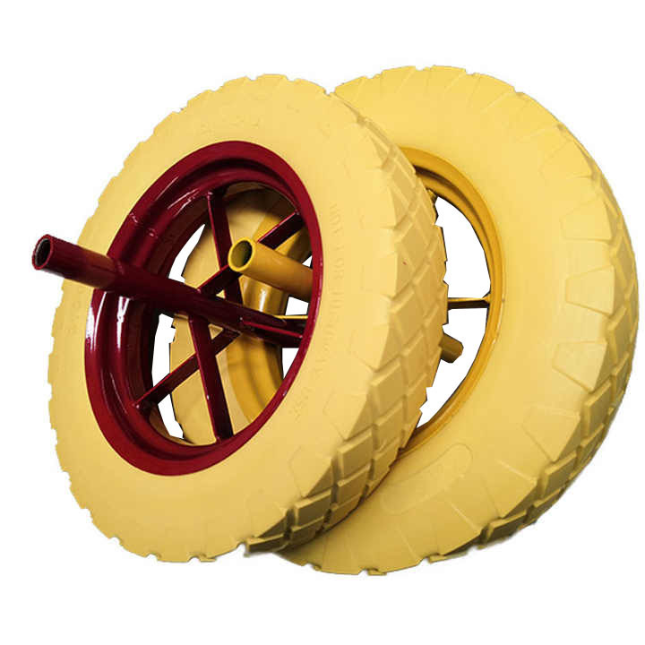 Wheelbarrow Wheel for Wagon Cart Lawn Mower Hand Trucks 4.00-8 PU Foam Flat free Tires