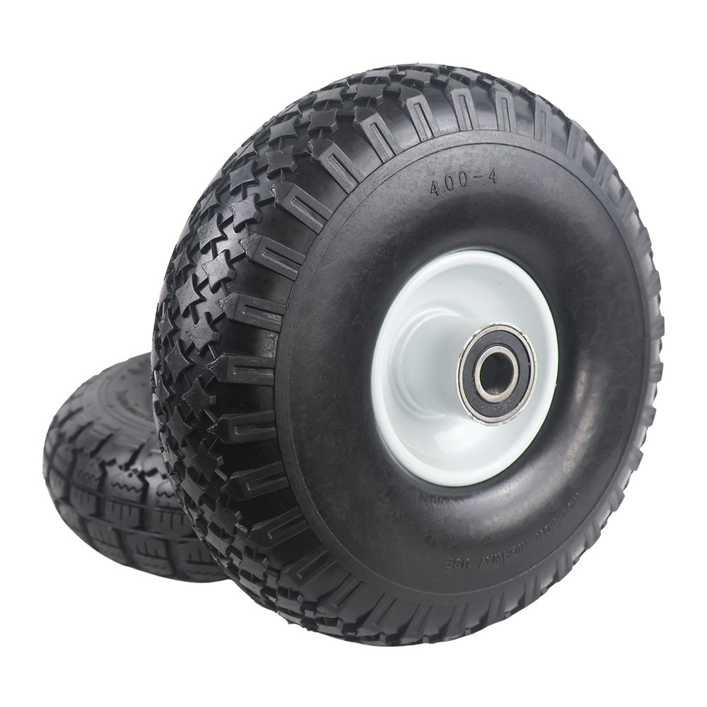 4.00-4 Pneumatic Rubber Tire Steel Wheel Rim Two Ball Bearing For Wheelbarrow Hand Truck Wagon Cart Air Wheel