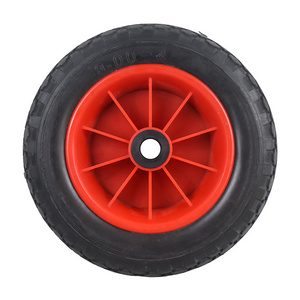 Flat-free 3.00-4 square pattern trolley wheels with plastic rim, non-slip and puncture resistant hand truck tire