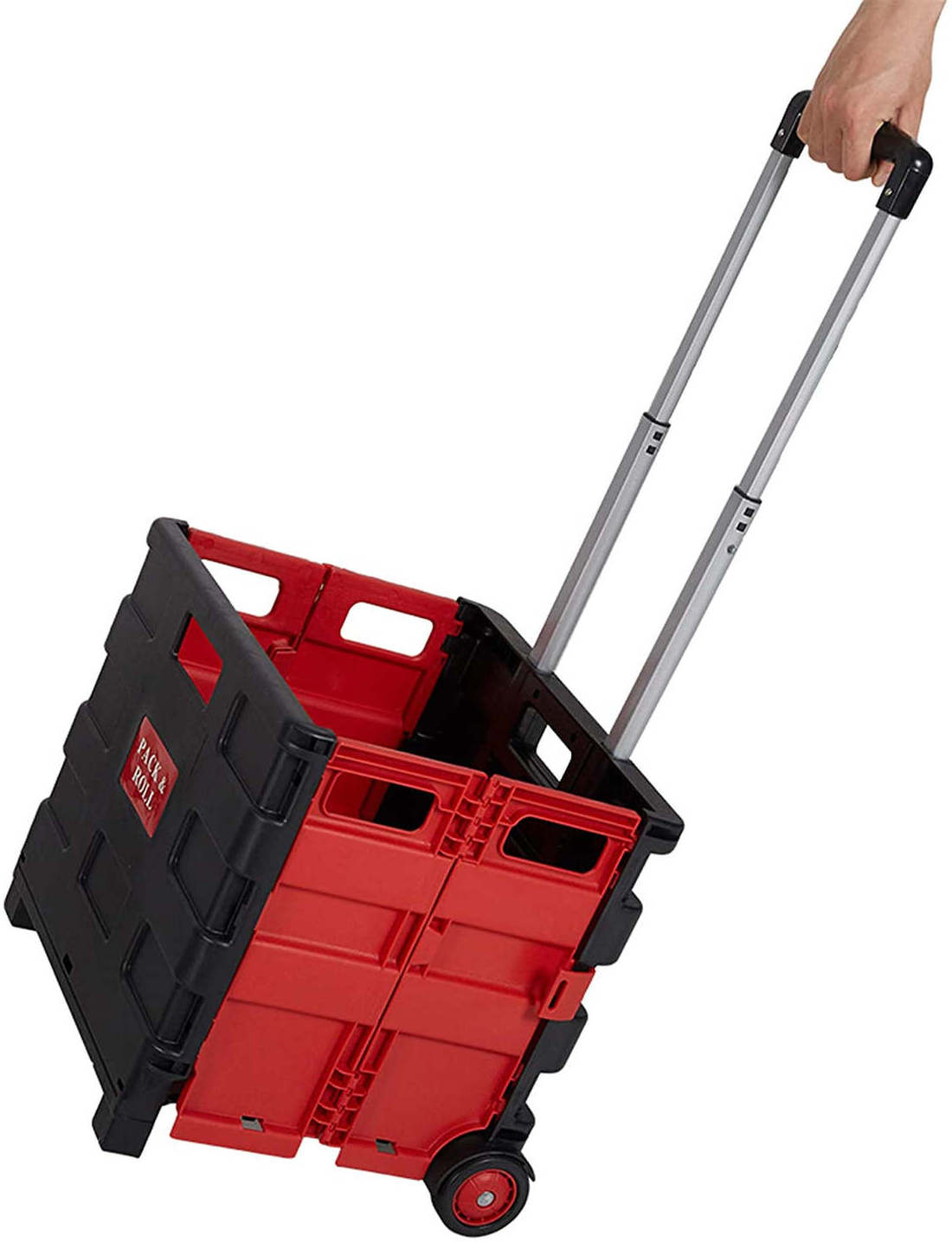 Collapsible Rolling Crate Utility Cart Foldable Grocery Cart with Wheels