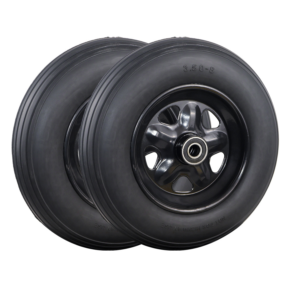 Hot sales tire and high performance size 3.50-8 wheelbarrow wheels black tire and shaped star  rim