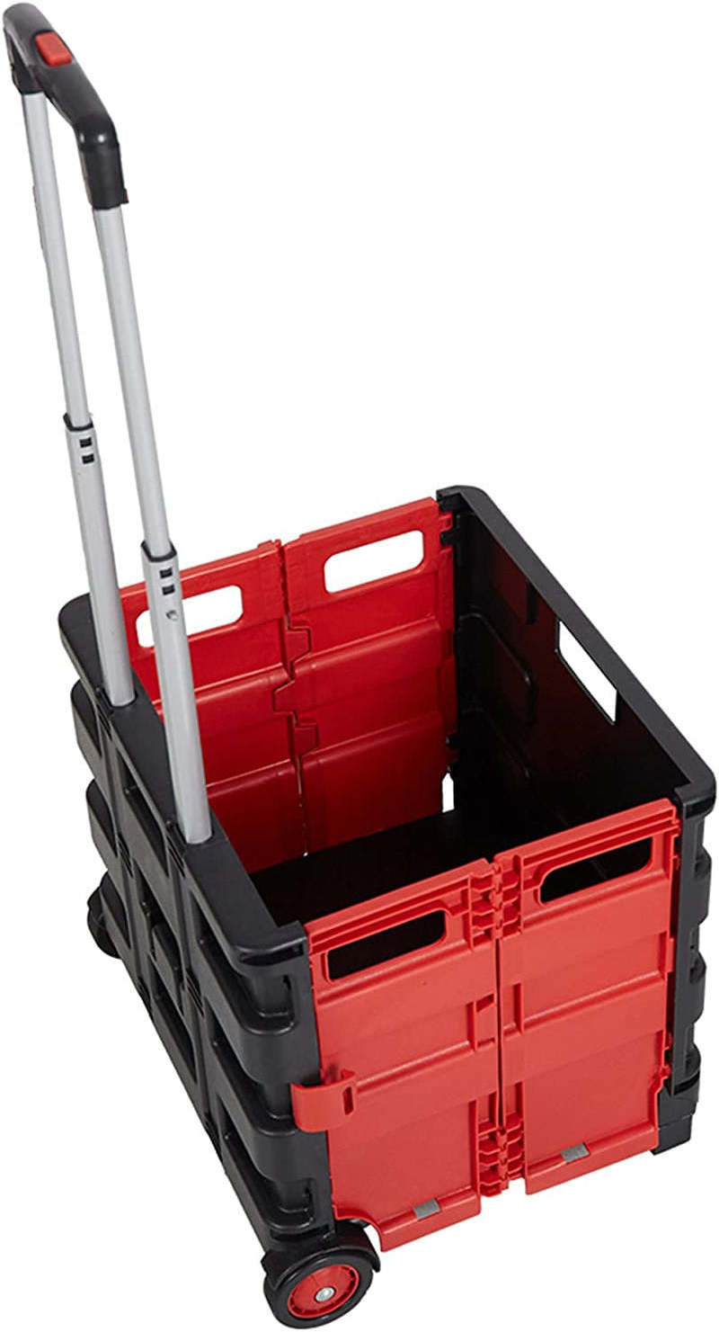 Collapsible Rolling Crate Utility Cart Foldable Grocery Cart with Wheels