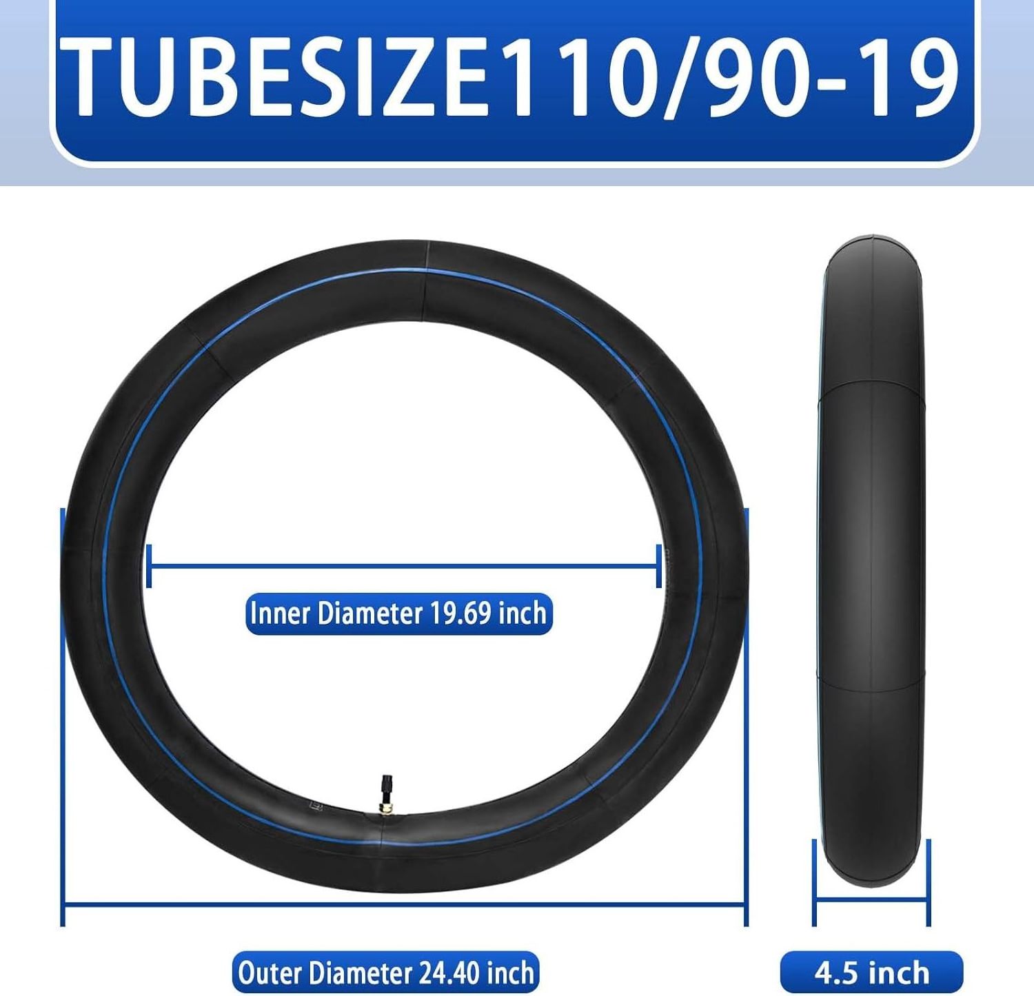 3.75-19 4.50x19 TR4 Straight Valve Stem Inner Tube fits on 19 inch Off Road Motorcycle Tire