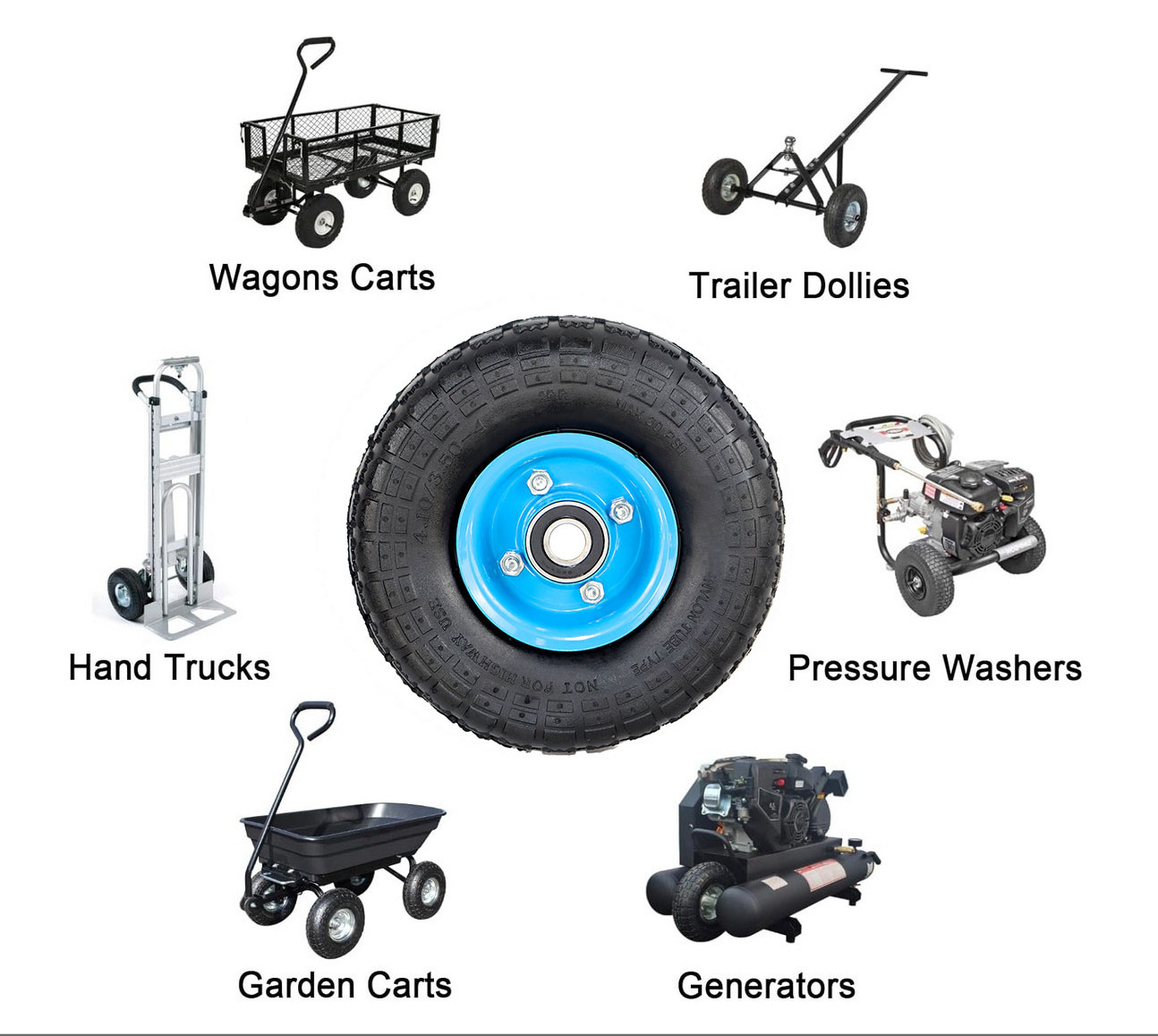 10-Inch Solid Wheel Replacement 4.10/3.50-4 Flat Free Tire and Wheel for Hand Truck, Generator, Gorilla Carts