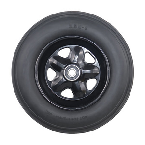 Hot sales tire and high performance size 3.50-8 wheelbarrow wheels black tire and shaped star  rim