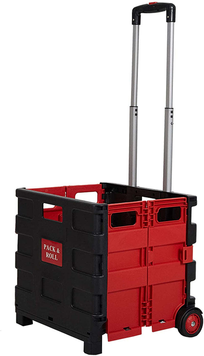 Collapsible Rolling Crate Utility Cart Foldable Grocery Cart with Wheels