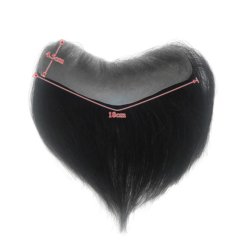 V Style Hairline Front Toupee  With Thin Skin Base Natural Hairline 100% Human Hair Men;s Wig Forehead Hairpiece