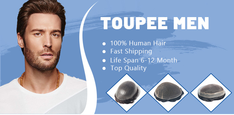 V Style Hairline Front Toupee  With Thin Skin Base Natural Hairline 100% Human Hair Men;s Wig Forehead Hairpiece