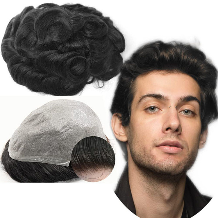 0.04mm Soft Thin Skin Mens Toupee 100% Human Hair Mens Hairpieces Hair System Unit Male Wigs