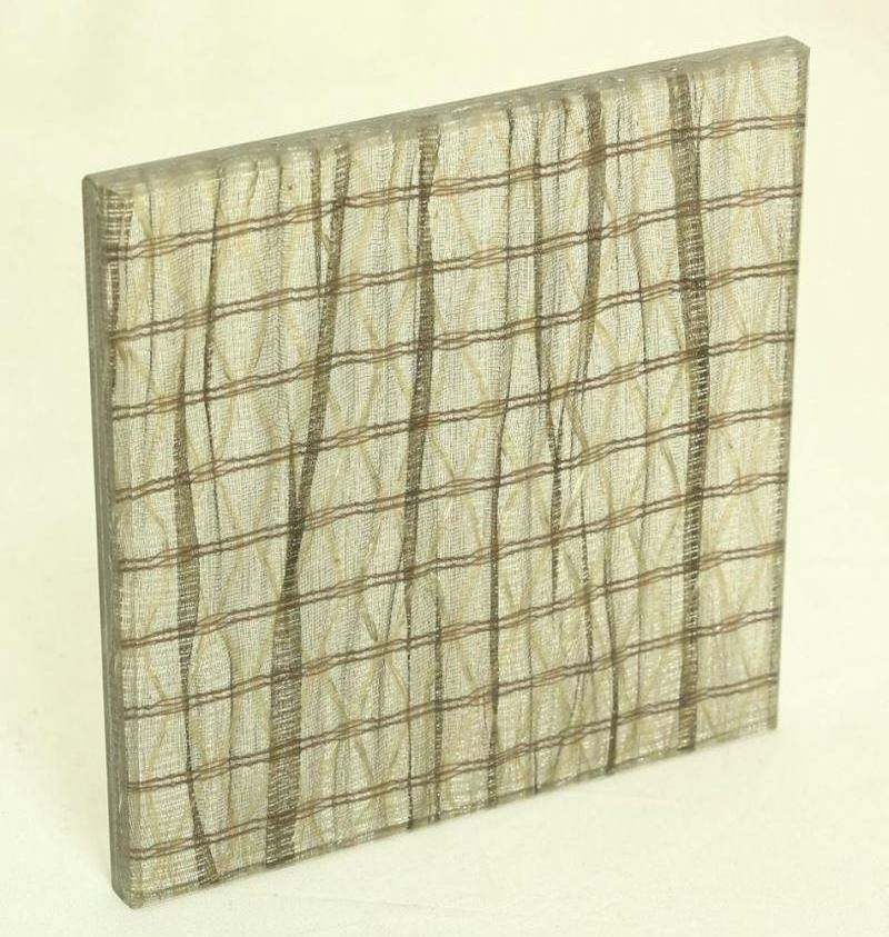 High Quality customized Decorative Fabric Laminated Glass Toughened Art Glass Fabric Wire Mesh  Laminated Glass