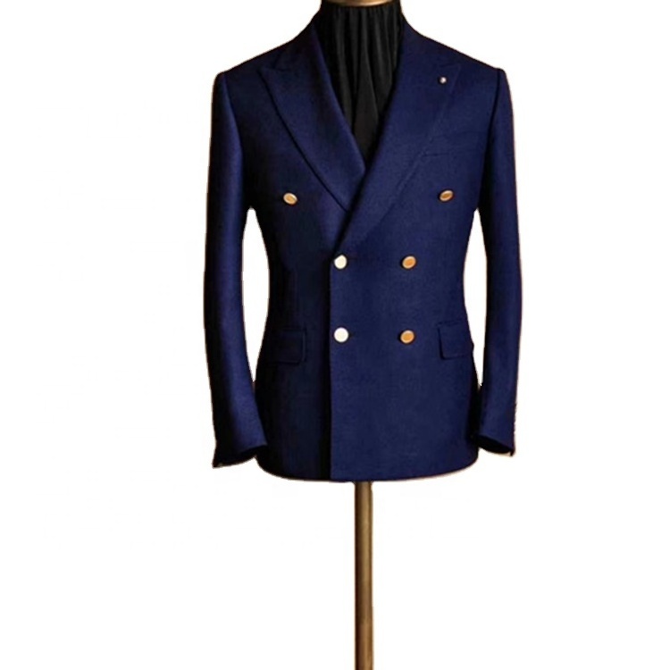 Hot selling Bespoke Handmade Men Navy full canvas suit