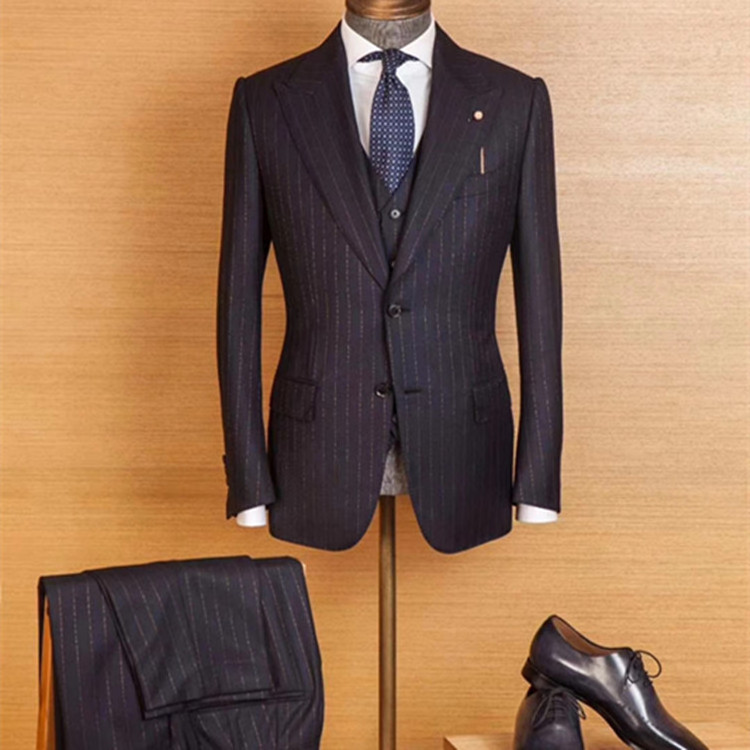 Hot selling Bespoke Handmade Men Navy full canvas suit