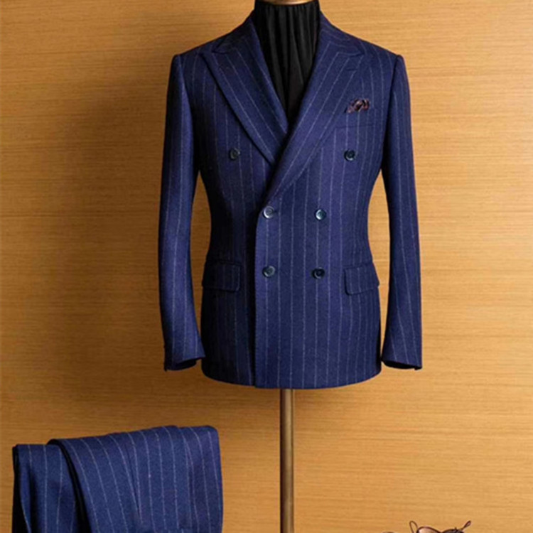 Hot selling Bespoke Handmade Men Navy full canvas suit