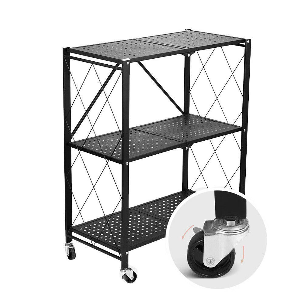 Multifunctional Folding Storage Rack Kitchen Organizer Cart Home Office Trolley Shelf