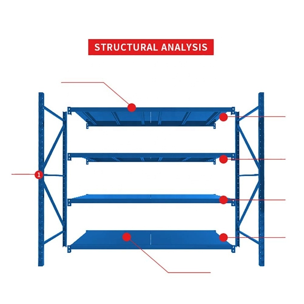 400Kg/Level Warehouse Longspan Racks Shelving Heavy Duty Assembly Boltless 4 Tier Assemble Garage Shelves