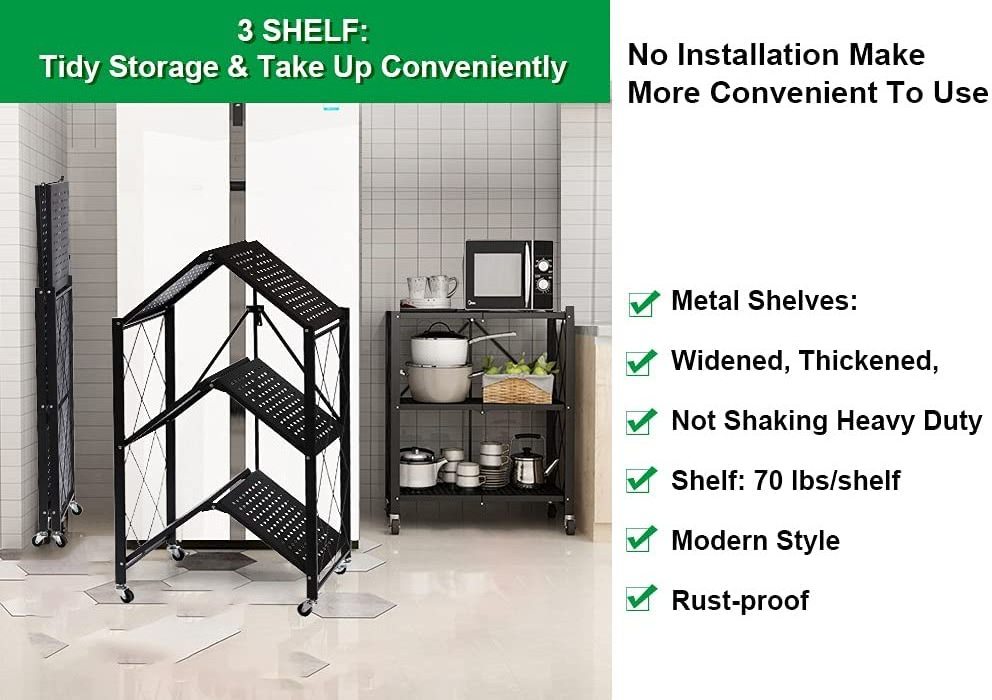 Storage Shelves 3 Tier Folding  Shelving Unit