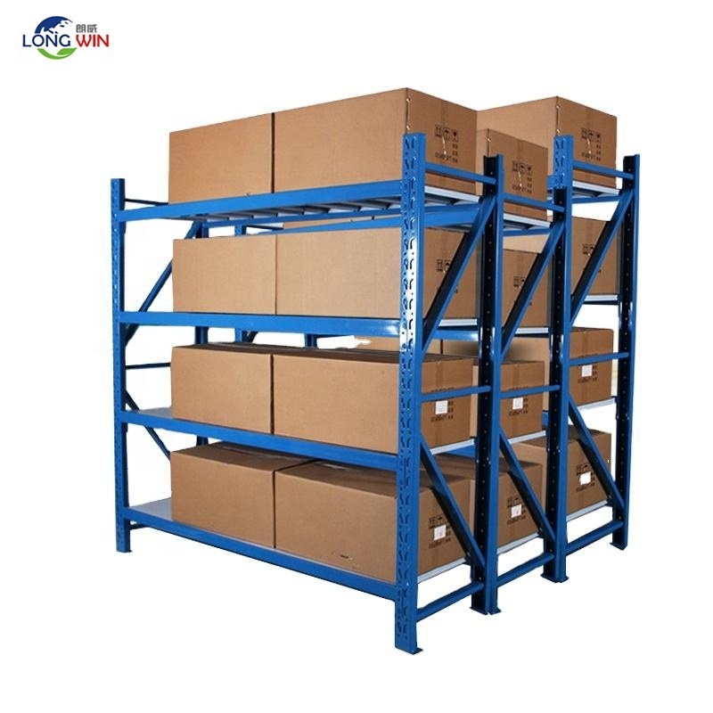 400Kg/Level Warehouse Longspan Racks Shelving Heavy Duty Assembly Boltless 4 Tier Assemble Garage Shelves