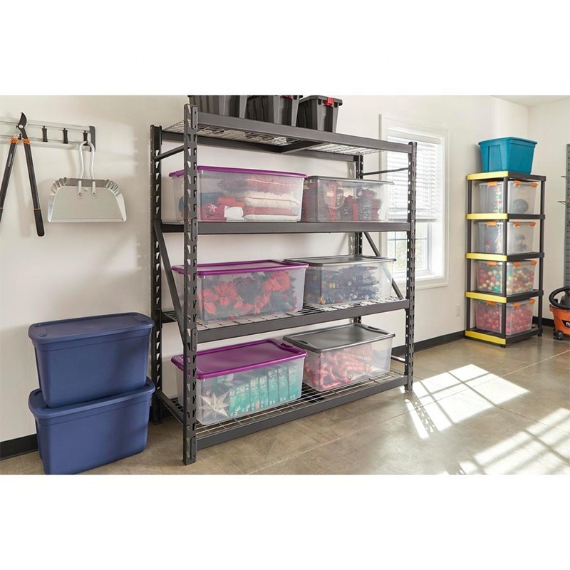 Metal Racking Bays 4 Tier Freestand Garage Shelving Boltless Rack Heavy Duty Mesh Wire Shelving Unit