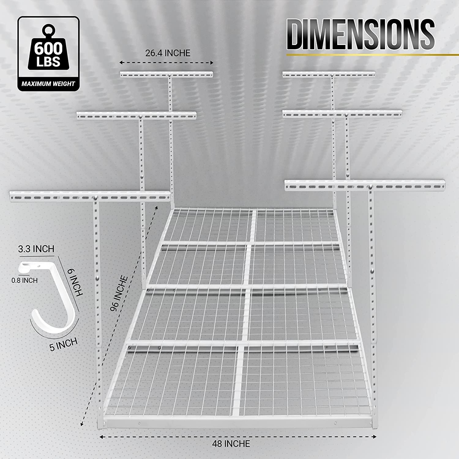 Warehouse Shelving Overhead Storage Rack Adjustable 4'x 8' Ceiling Garage Shelf Dropdown Heavy Duty Mounted Storage Shelf