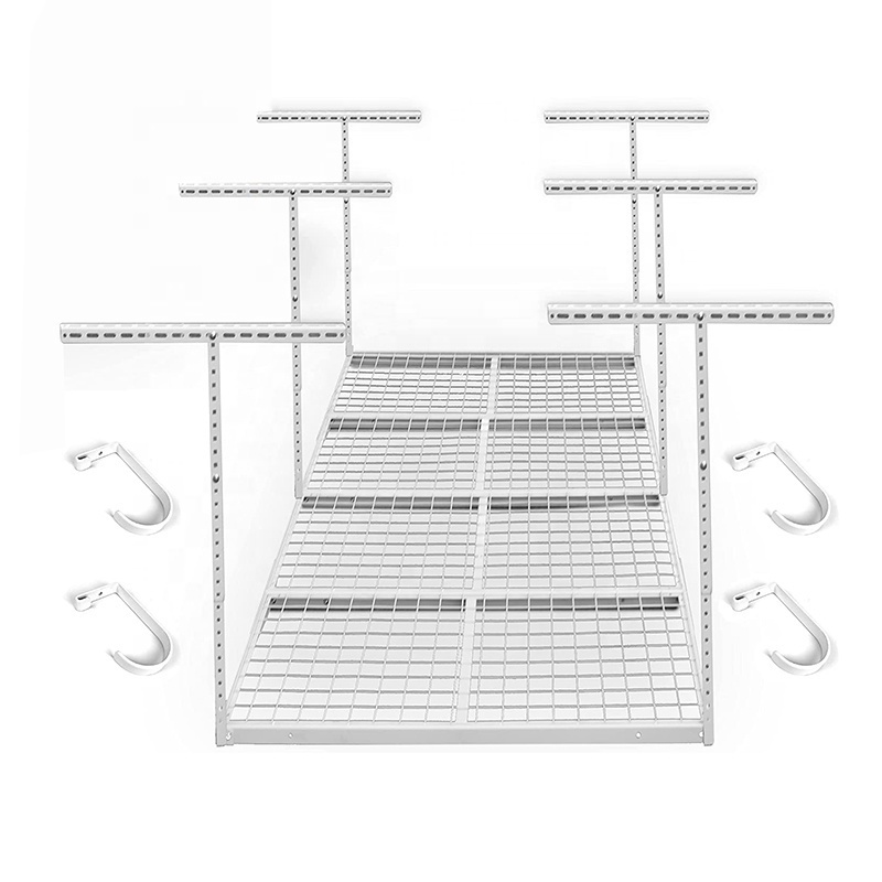 Warehouse Shelving Overhead Storage Rack Adjustable 4'x 8' Ceiling Garage Shelf Dropdown Heavy Duty Mounted Storage Shelf