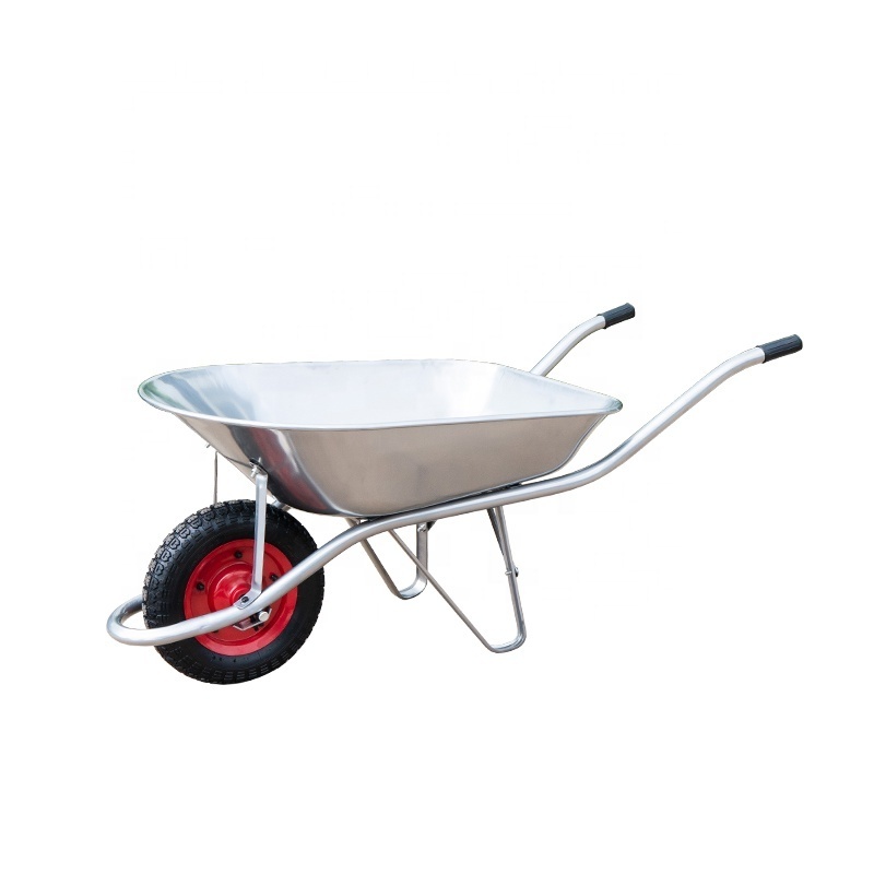 Heavy Duty Dual Wheel Industrial Galvanised Home Garden Metal Hand Cart Wheelbarrow