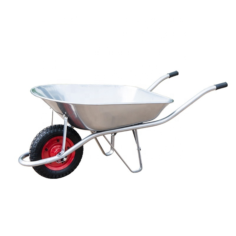 Heavy Duty Dual Wheel Industrial Galvanised Home Garden Metal Hand Cart Wheelbarrow