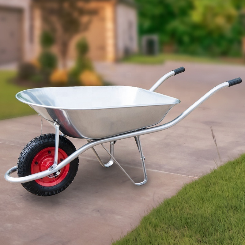 Heavy Duty Dual Wheel Industrial Galvanised Home Garden Metal Hand Cart Wheelbarrow