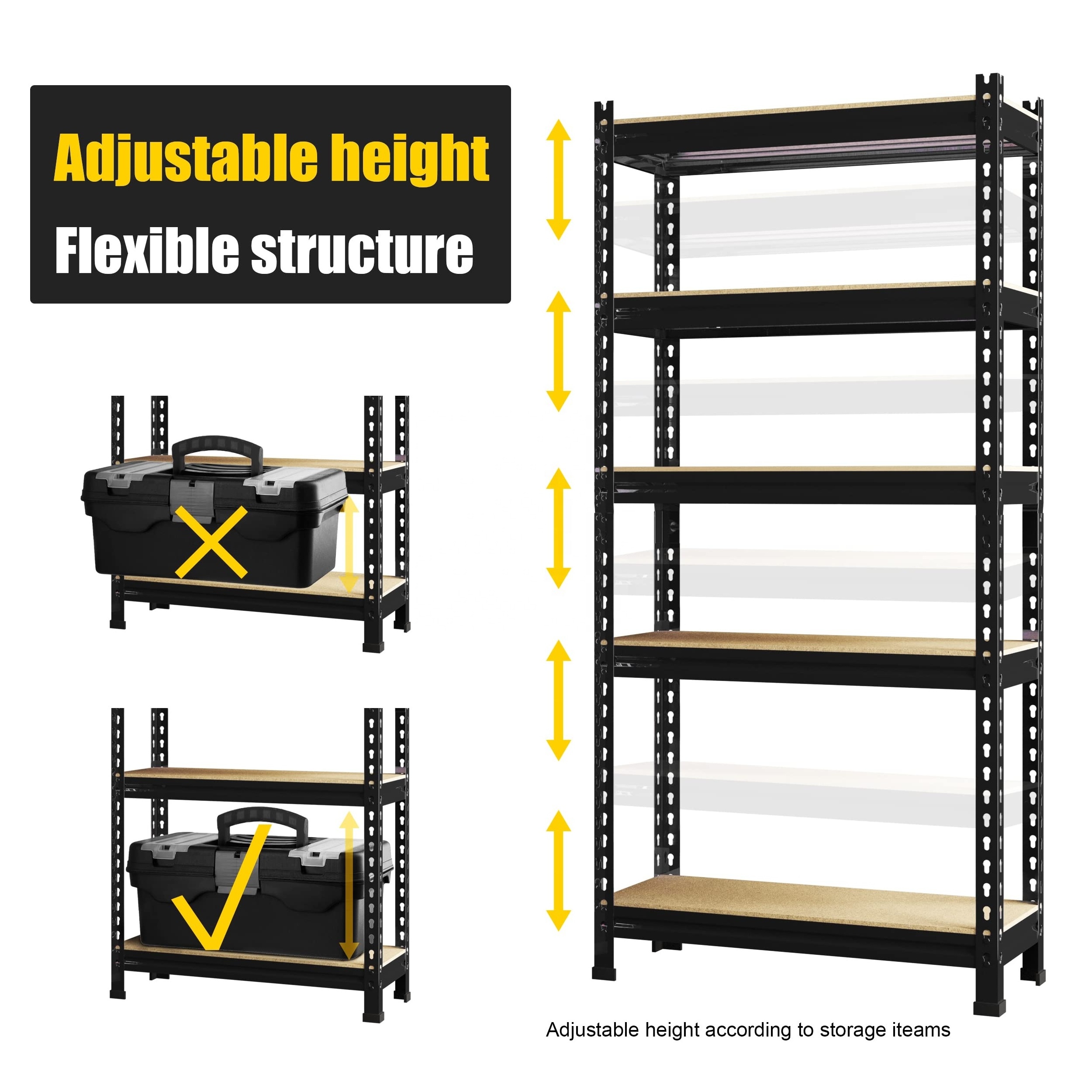 5 Tier Wholesale Storage Shelves Heavy Duty Garage Shelving Metal Stacking Shelving Unit Steel Storage Rack