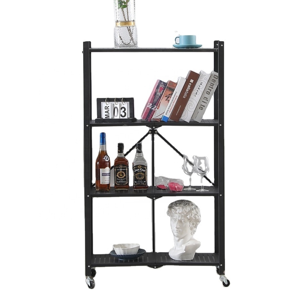 Household Metal Floor Standing Removable Folding Shelves Stackable Foldable Shelf Rack Units For Bathroom Kitchen Living Room