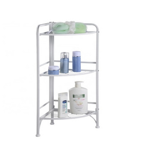 Space Saving Household Floor Standing Corner Metal Folding Shelf Rack Kitchen Bathroom Stackable Portable And Foldable Shelf