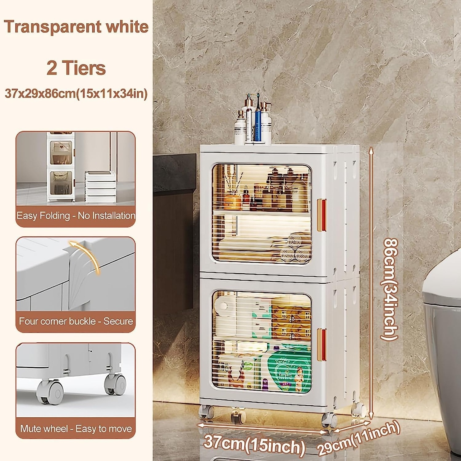 Shoe Rack Closet Organizer Collapsible Storage Bins Plastic Storage Box Waterproof Clear Folding Narrow Storage Cabinet