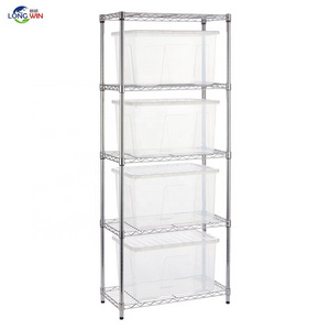 5 Tier Metal Rack Storage Shelf Dividers Kitchen Pantry Utility Shelves Display Adjustable Chrome Wire Shelving Rack