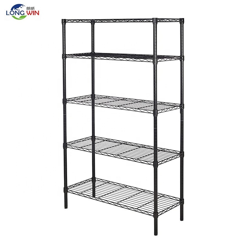 Multifunctional Household Mobile Metal Storage Rack Chrome Chrome Shelf 5 Tier Medium Duty Wire Shelving Unit