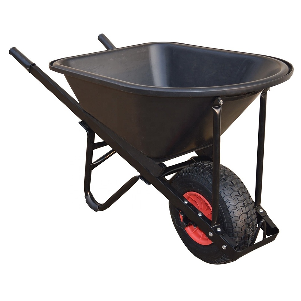 120 Kg Dumper Wheelbarrow Parts Plastic Tray Load Capacity 100L Wheel Barrow Frame Pneumatic Wheel DualWheelbarrow