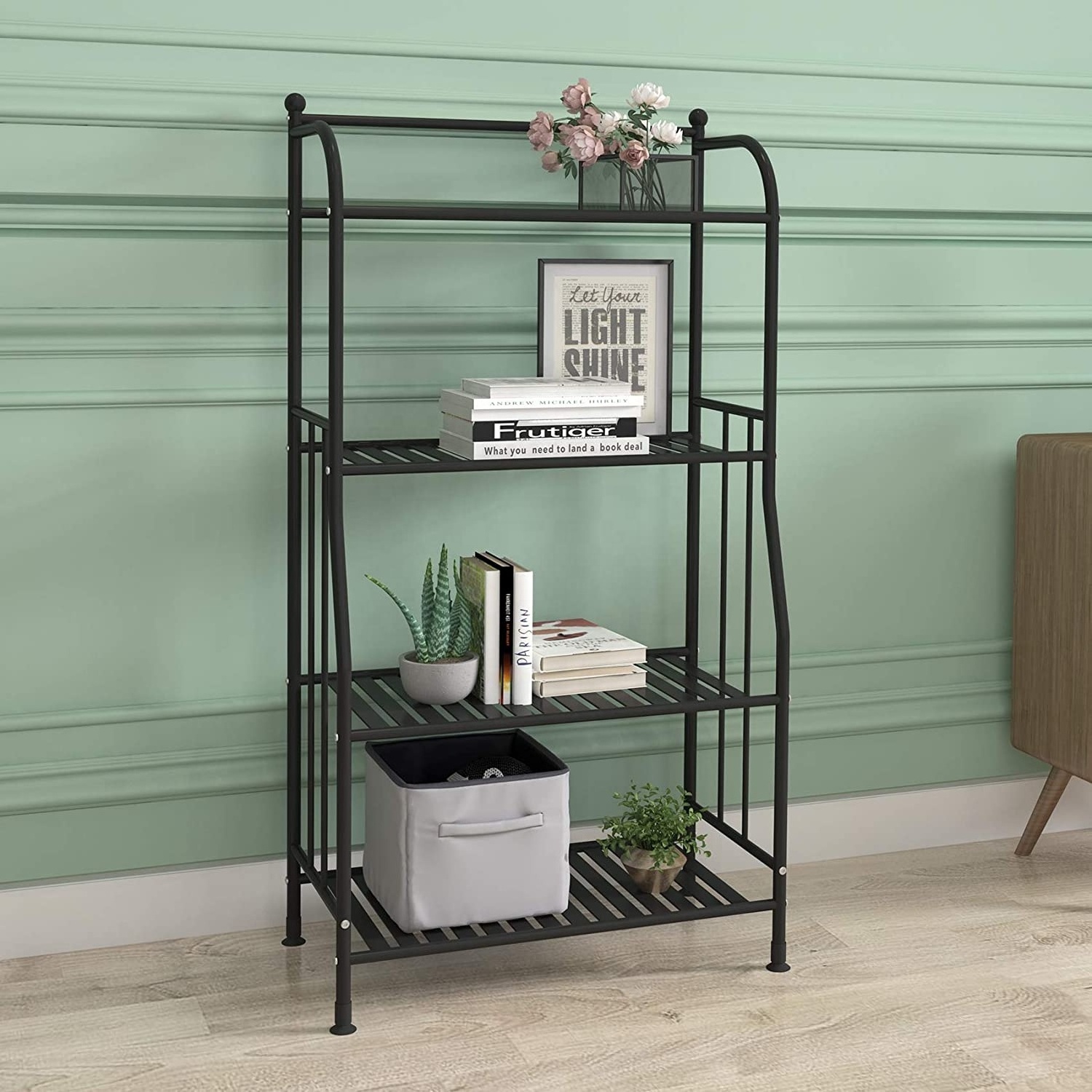 5 Tier Metal Shelf Tower Free Standing Shelving Unit Heavy Duty Plant Flower Stand Shelves Rack Storage Organizer Bookshelf