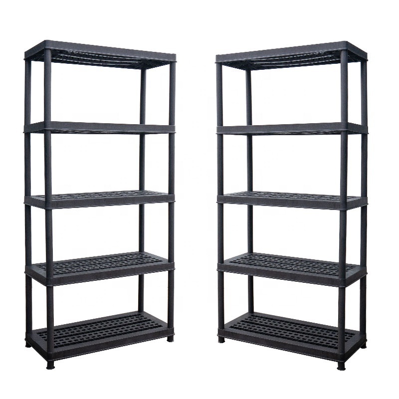 Heavy duty PP material cheap 5 tier plastic shelf plastic storage shelving unit for garage, kitchen