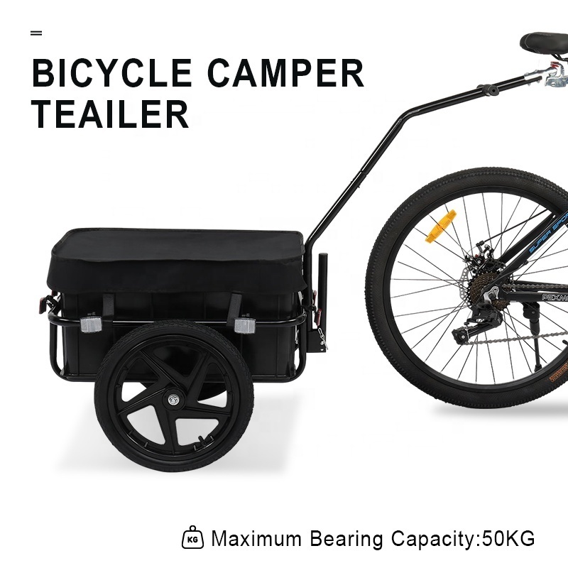 Easy Installation Extended Attachment 50Kg Load Capacity Bicycle Utility Trailer Motor Bike Camper Trailer With Removable Cover